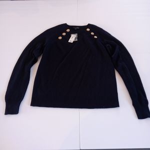 The Limited Womens Sweater Size Small NWT Navy Knit Sleeve Buttons